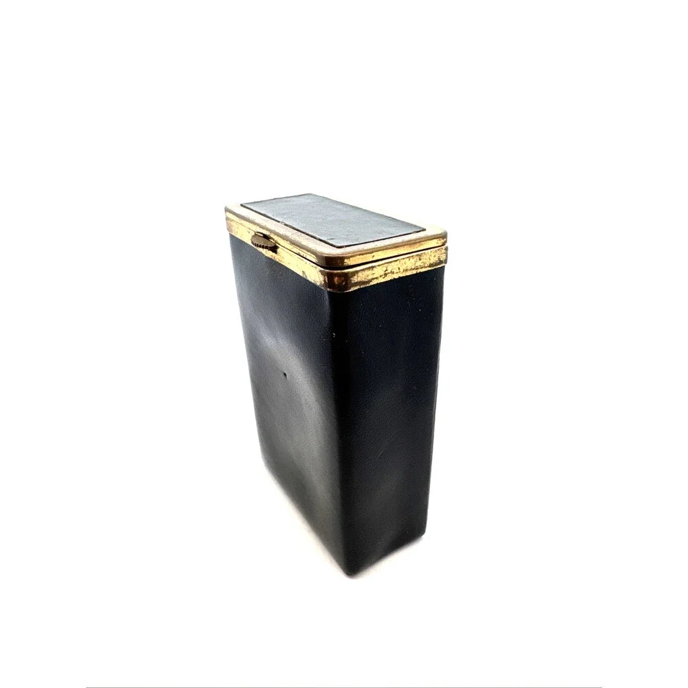 Mid Century Princess Gardner Black Leather Gold Tone Trim Cigarette/Card Case